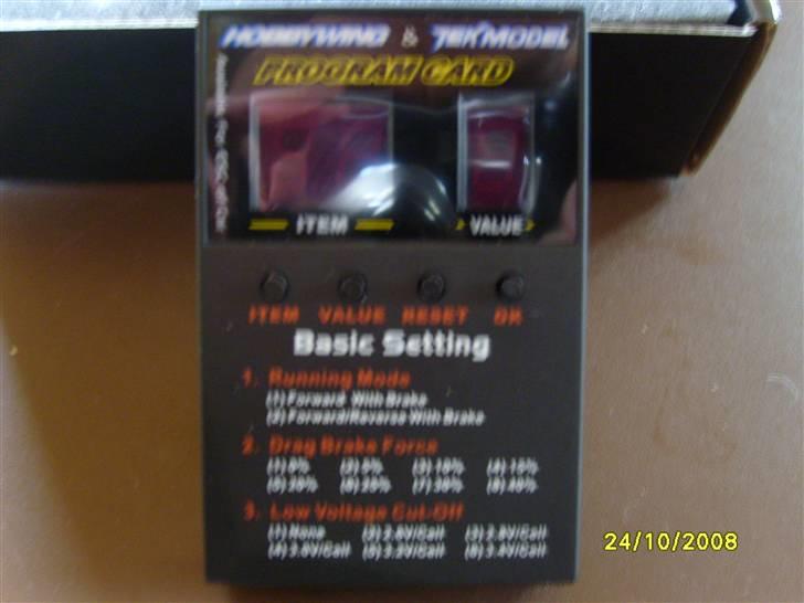 Off-Roader Stampede VXL Brushless - Program card gør det super let at skift race mode viser med tal hvad det skal være billede 6