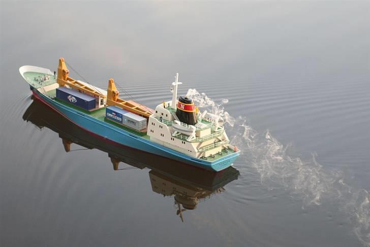 Båd Neptun Fragtskib Solgt - som den kommer til at se ud når den er færdig samlet (dette billede er Venligst  udlånt  af modelskibet.dk) billede 15