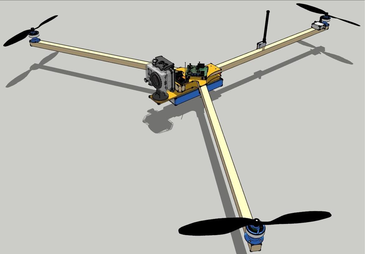 Multirotor Tricopter version 2,5 - 3d tegning af den udfoldet

 billede 7