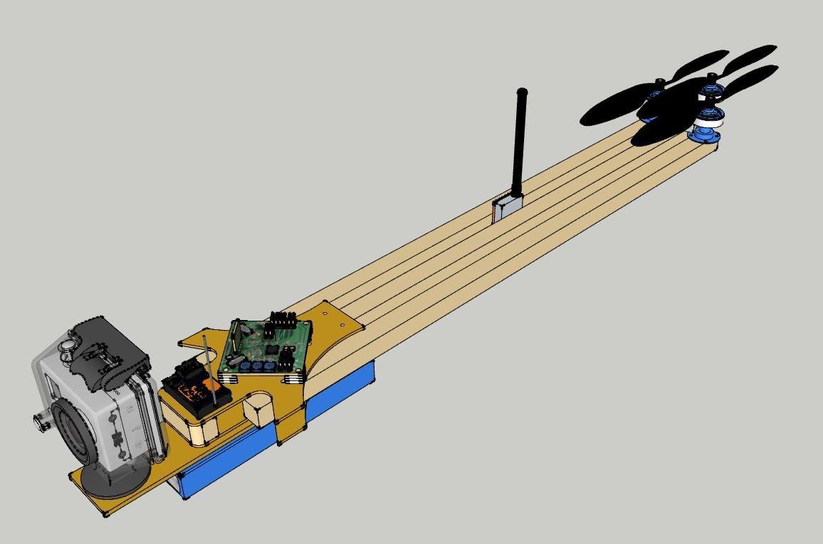 Multirotor Tricopter version 2,5 - 3d tegning af den sammen foldet billede 6