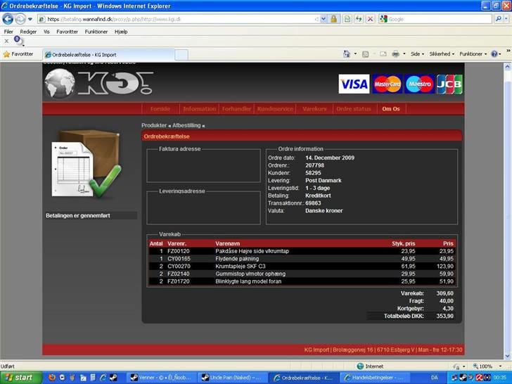 NoobiiTo's 45'kmt Fz50, Opbygning med originale registerings papir ! NYE DELE !! - Her er der en kvittering fra KGI til 353.90 kr.
Det var dyrt, og ikke det bedste ! billede 2