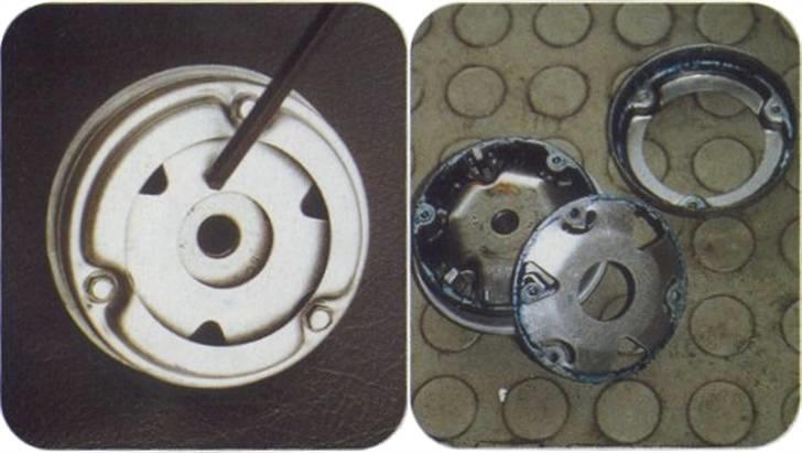 4 takt,-Kymco Agility 50-begrænser - 
Bag på den inderste remskive kan der sidde en plade.
 billede 11