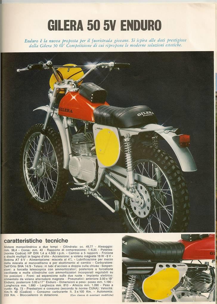 Gilera 50 Trial/Enduro/Touring & Competizione brochurer & test. billede 1