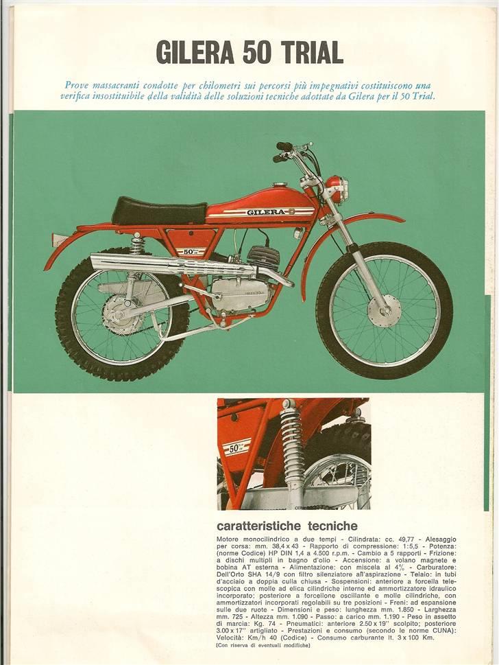 Gilera 50 Trial/Enduro/Touring & Competizione brochurer & test. billede 5