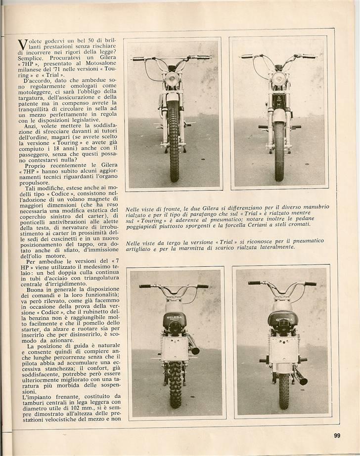 Gilera 50 Trial/Enduro/Touring & Competizione brochurer & test. billede 11