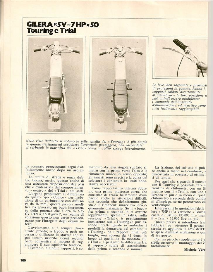 Gilera 50 Trial/Enduro/Touring & Competizione brochurer & test. billede 14