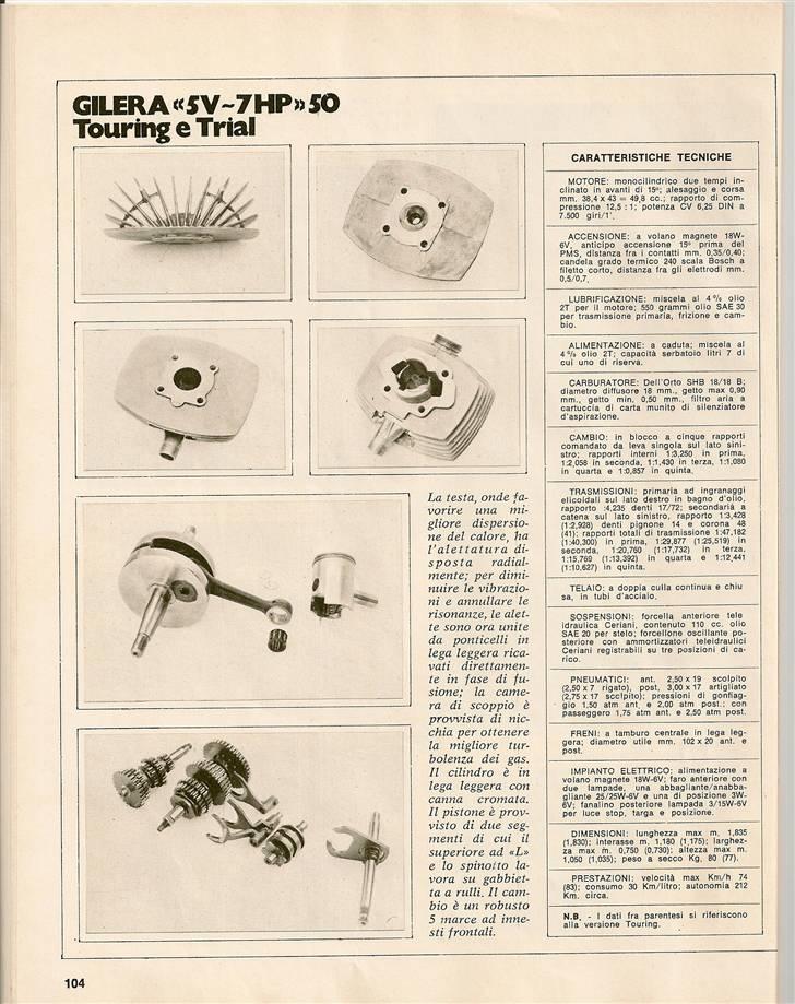 Gilera 50 Trial/Enduro/Touring & Competizione brochurer & test. billede 15