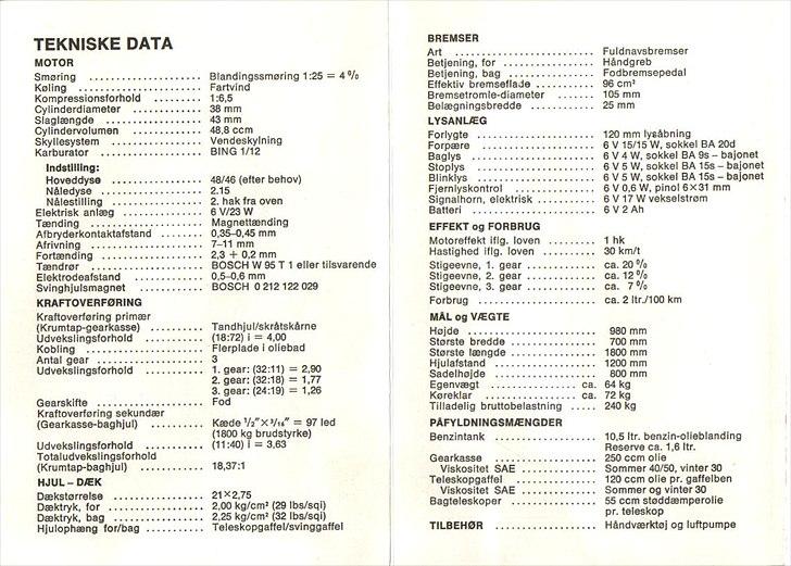 Puch motordiagrammer og årgangstabel - Teknisk data flagskib billede 5