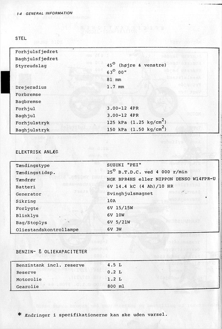 Suzuki FZ50 Service-Manual-DK billede 7