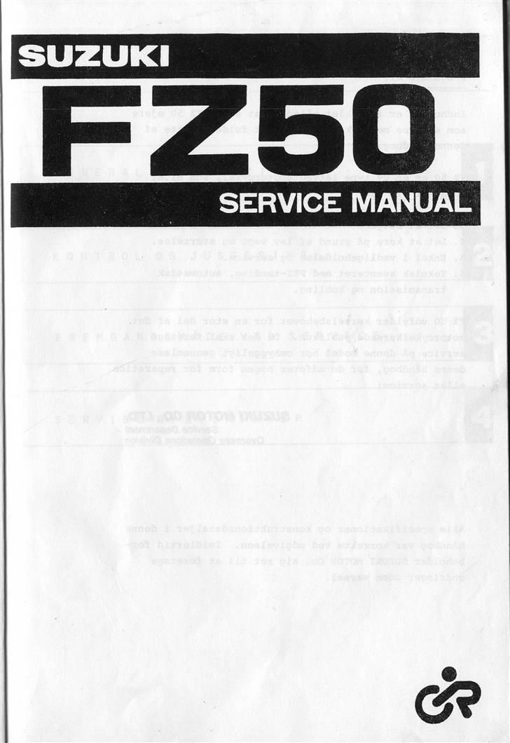 Suzuki FZ50 Service Manual billede 1