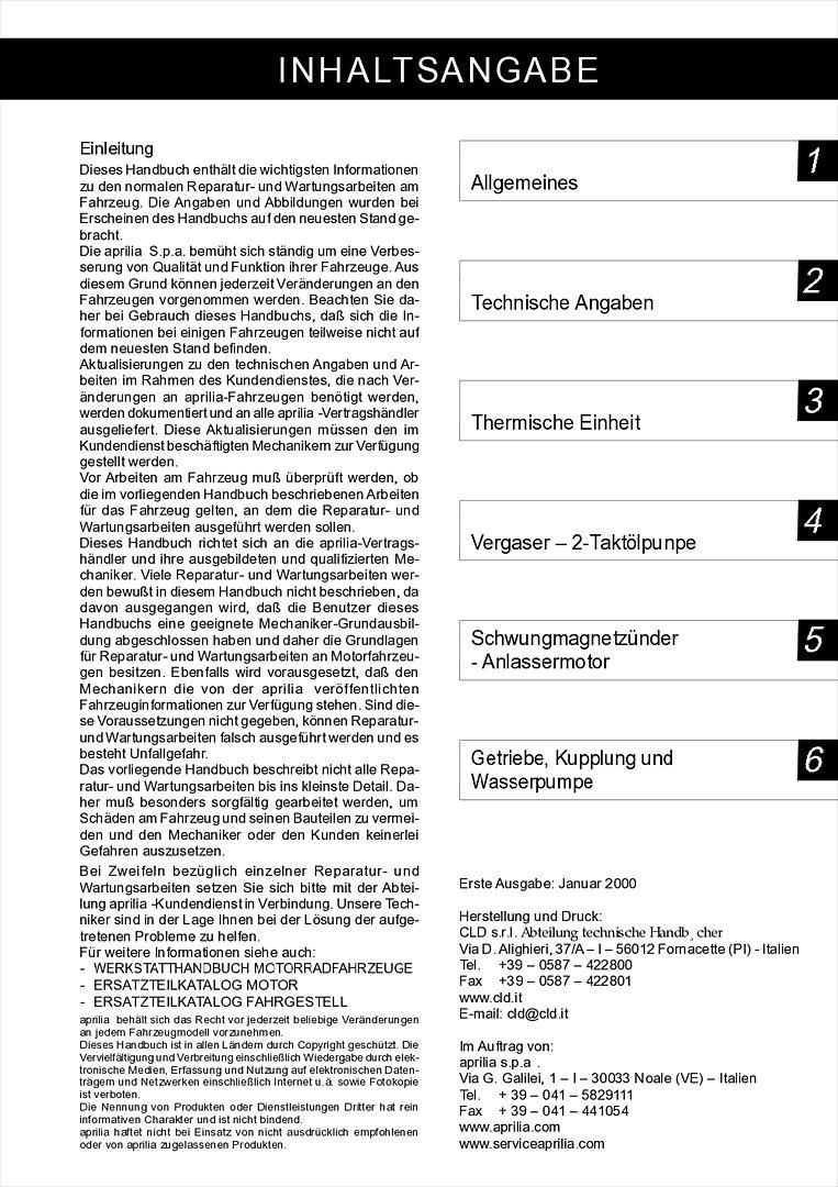 Motor Minarelli AM6 Werkstatthandbuch Deutsch aprilia beta rieju rs rr 50 billede 2