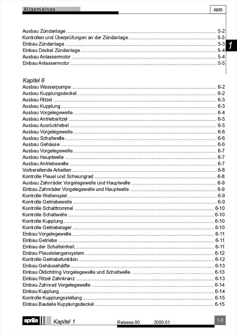 Motor Minarelli AM6 Werkstatthandbuch Deutsch aprilia beta rieju rs rr 50 billede 4