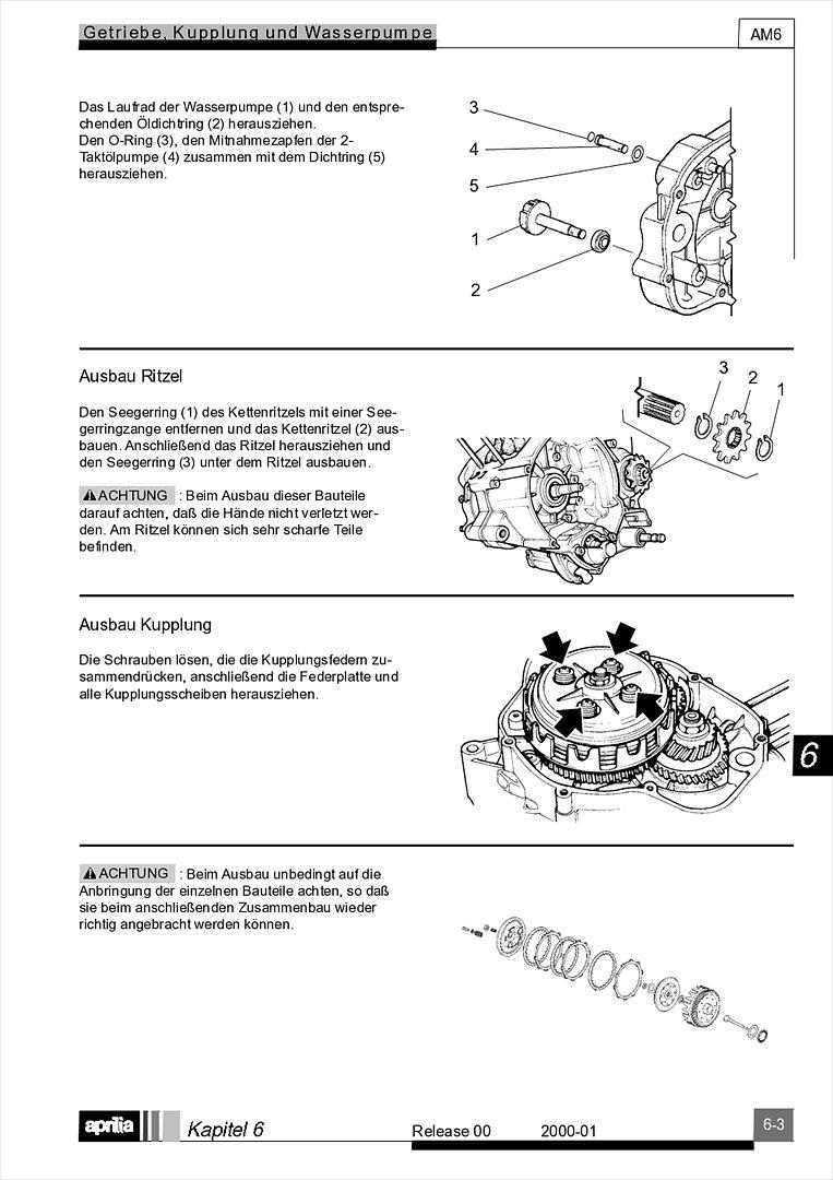 Motor Minarelli AM6 Werkstatthandbuch Deutsch aprilia beta rieju rs rr 50 billede 34