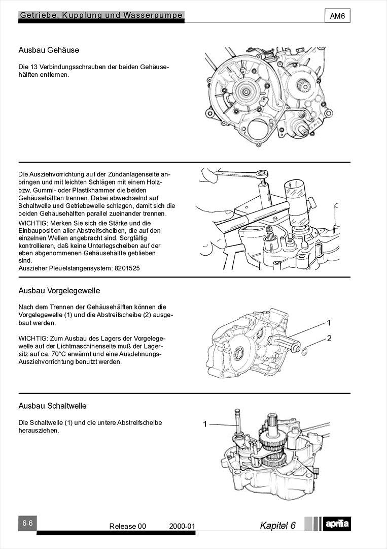 Motor Minarelli AM6 Werkstatthandbuch Deutsch aprilia beta rieju rs rr 50 billede 37