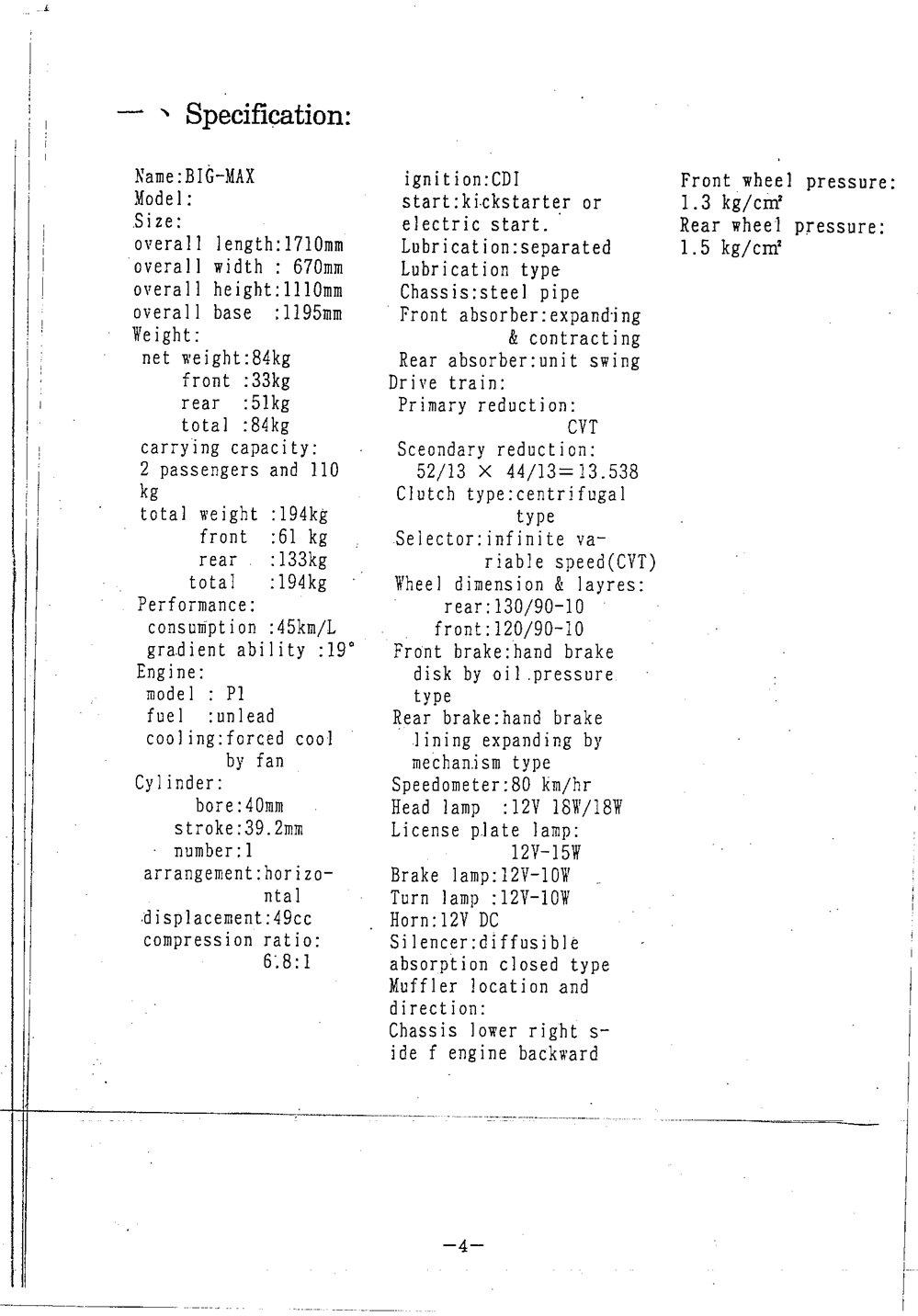 PGO BIG MAX Service Manual billede 5