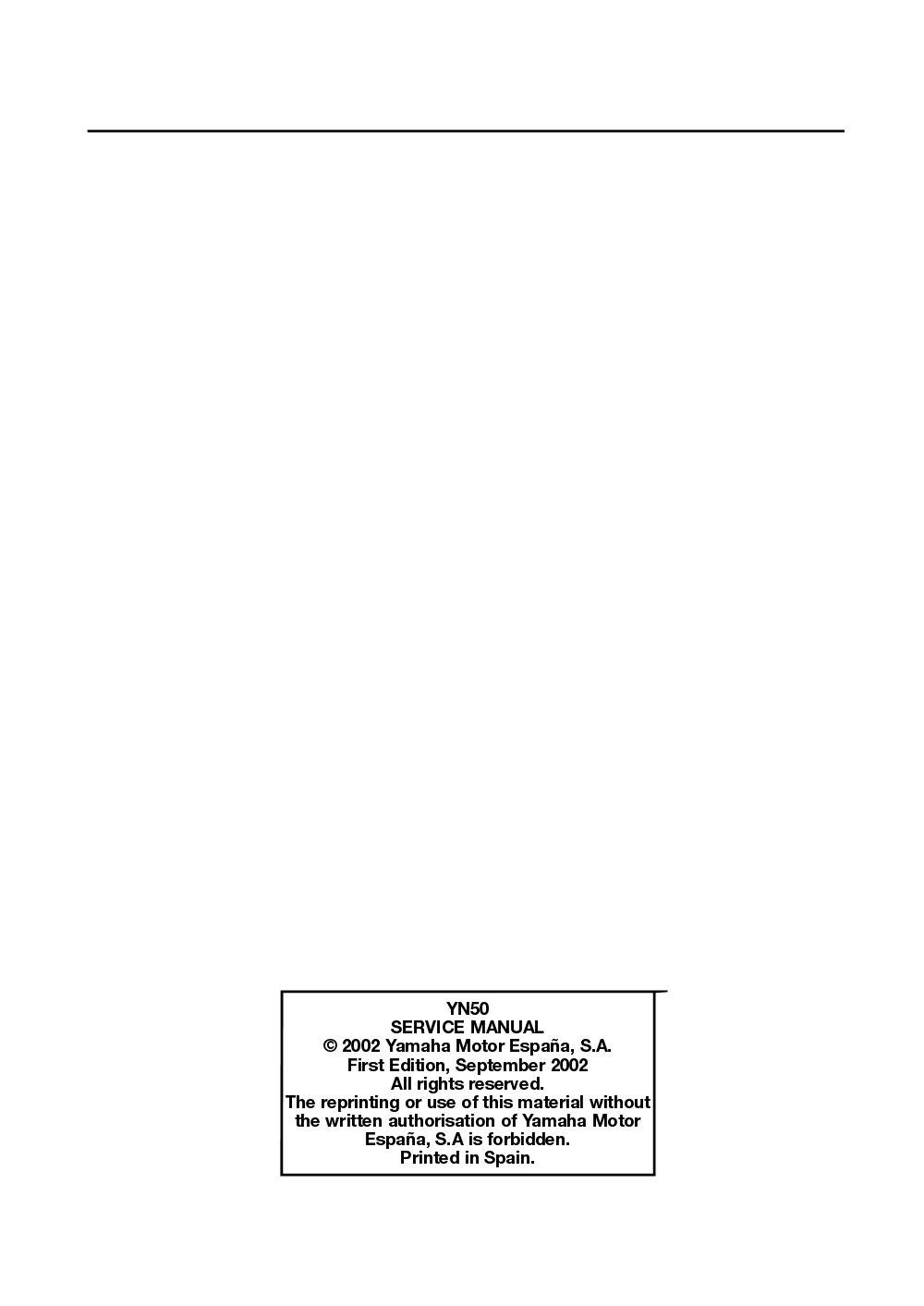 Yamaha Neos (YN50) 2002 Service Manual billede 2