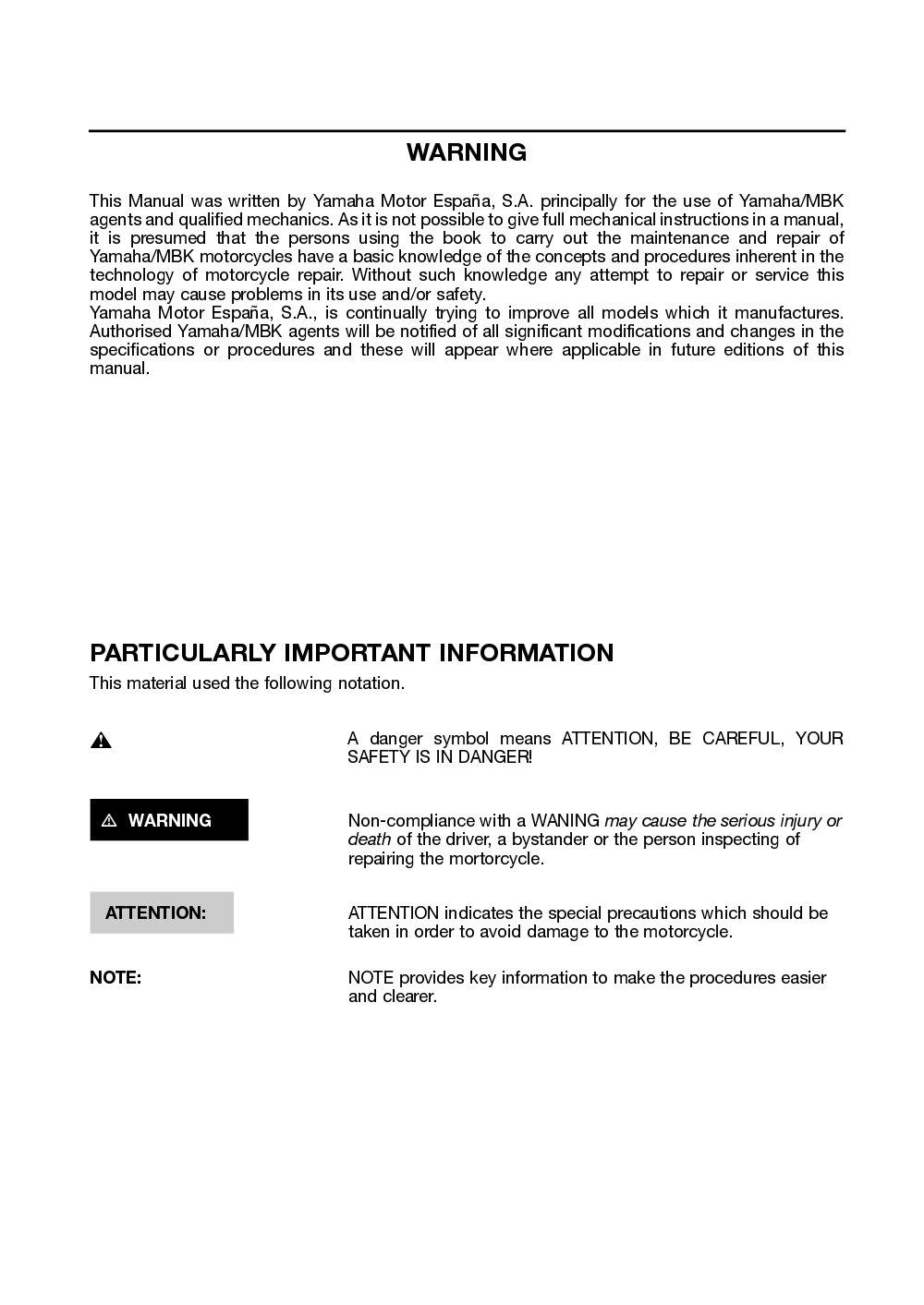 Yamaha Neos (YN50) 2002 Service Manual billede 3