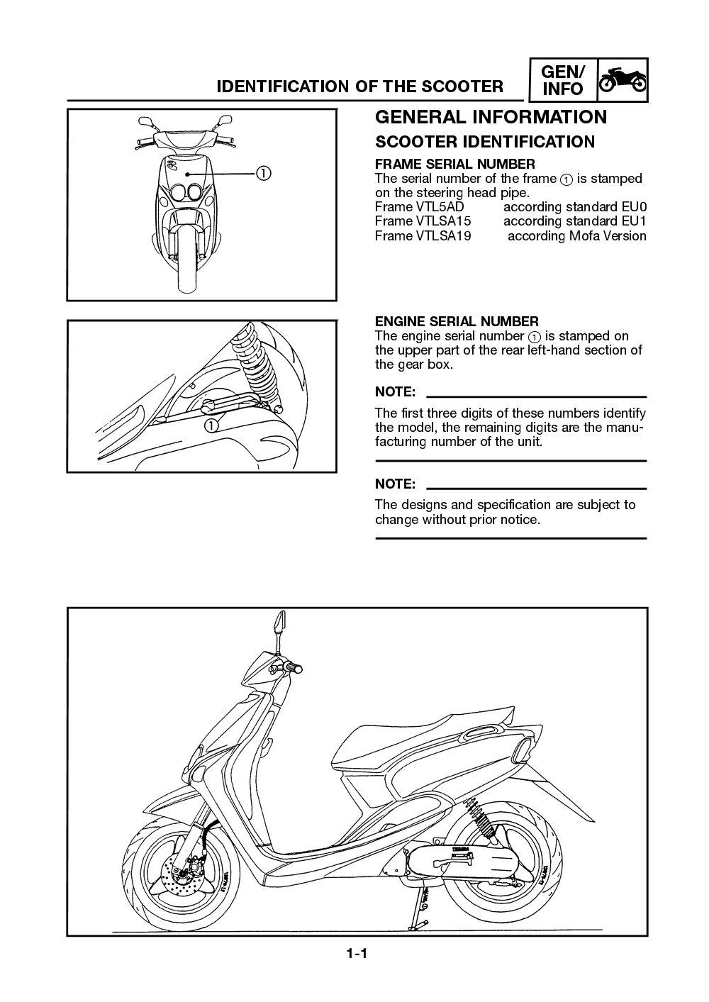 Yamaha Neos (YN50) 2002 Service Manual billede 9