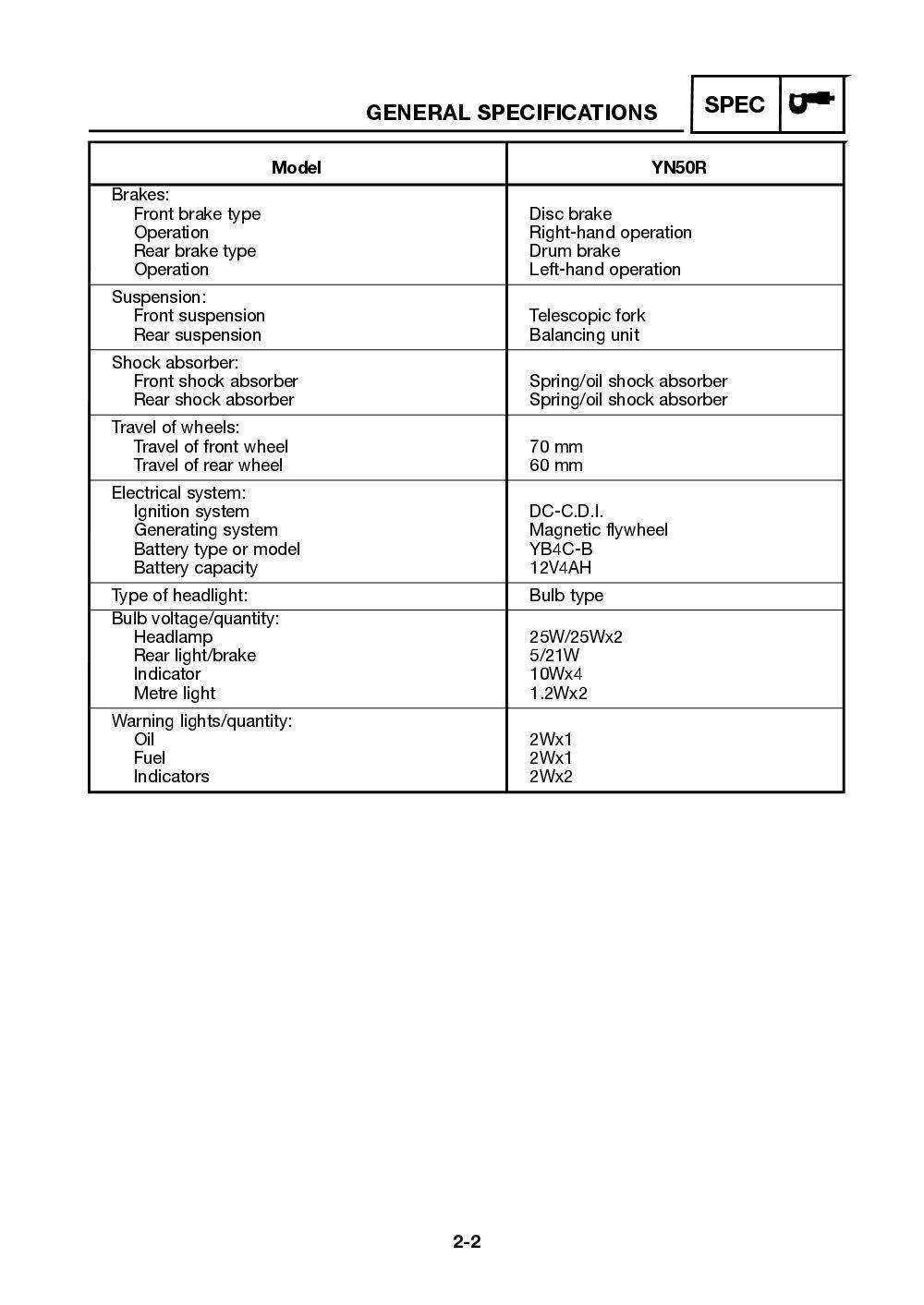 Yamaha Neos (YN50) 2002 Service Manual billede 19