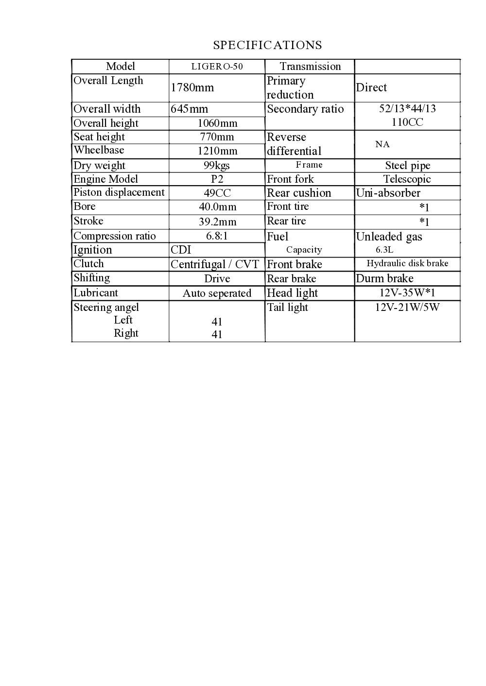 PGO Ligero Service Manual billede 4