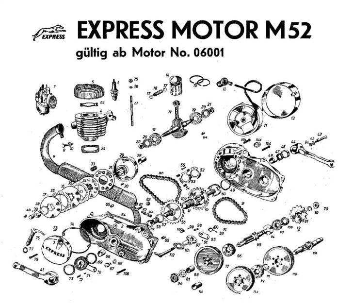 Motordiagrammer for Express motorer - Express M52 Motor no. 06001 billede 2