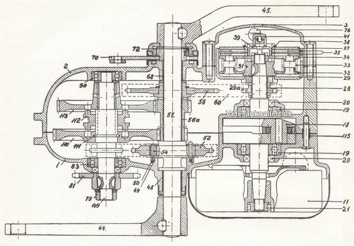 Motordiagrammer for Express motorer - Estländer M55 tværsnit set fra oven. billede 6