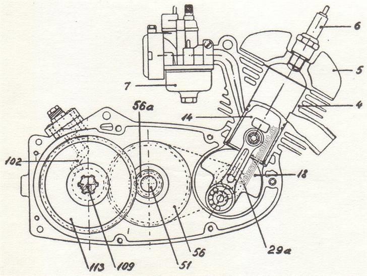Motordiagrammer for Express motorer - Estländer M55 tværsnit set fra siden. billede 7