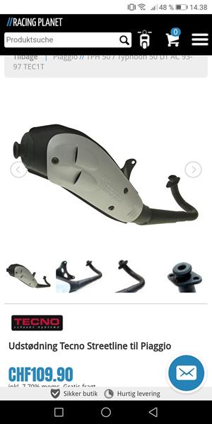 Tecno Streetline til Piaggio udstødning 