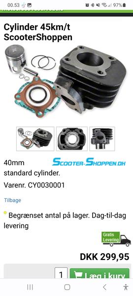 Cylinder og stempel 45er aprilla SR50 1997