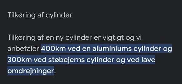 Cylinder køres til.