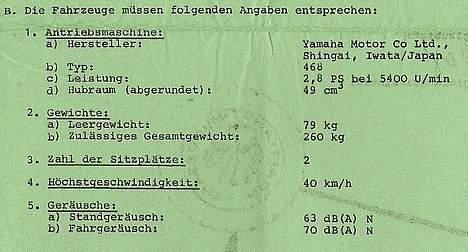 Yamaha FS1-DX 4Gear Solgt - De originale data på knallerten. billede 4