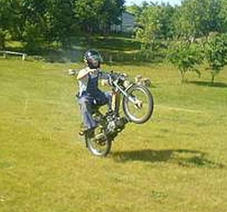 Puch Maxi 2 gear - Billedet er måske i lidt ringe kvalitet, men man kan da se hvad det er. Maxi på 1 hjul :D   Det er kun dette billede der er så grynet! billede 1