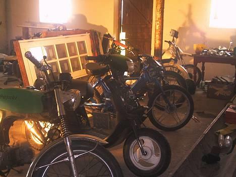 Puch maxi, byttet til lc sonic - lige et billede af dem alle som de står nu, min fætters k50 er der også ;)  billede 19