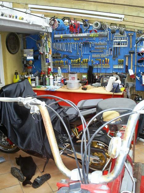 Puch Maxi P (solgt) - Med min mc og værksted i baggrunden.... billede 6