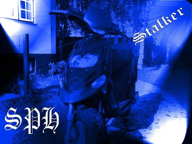 Gilera stalker til salg 8,500 - min Stalker forfra med racerrærn og rødt gitter for lygter  billede 1