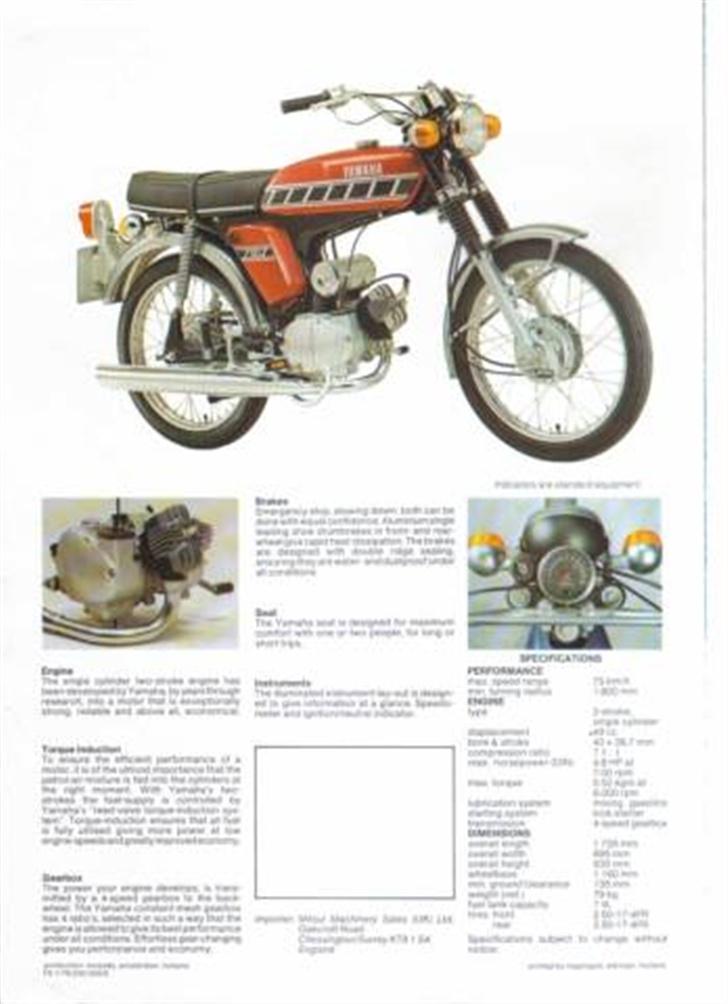 Yamaha  FS1 DX 4 gear - Brochure billede af Yamaha årg. 1976 k1. Bajabrown  billede 14