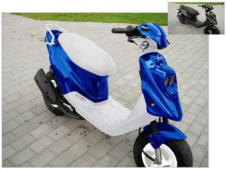 PGO Hot 50 *Fiffi* [SOLGT] - Måske fremtidige farve på skjolde og sæde, metallic blå og perlemor hvide med blå skær... Ja mit digimod er lidt kantet osv meeen lavet på 30 min :D billede 10