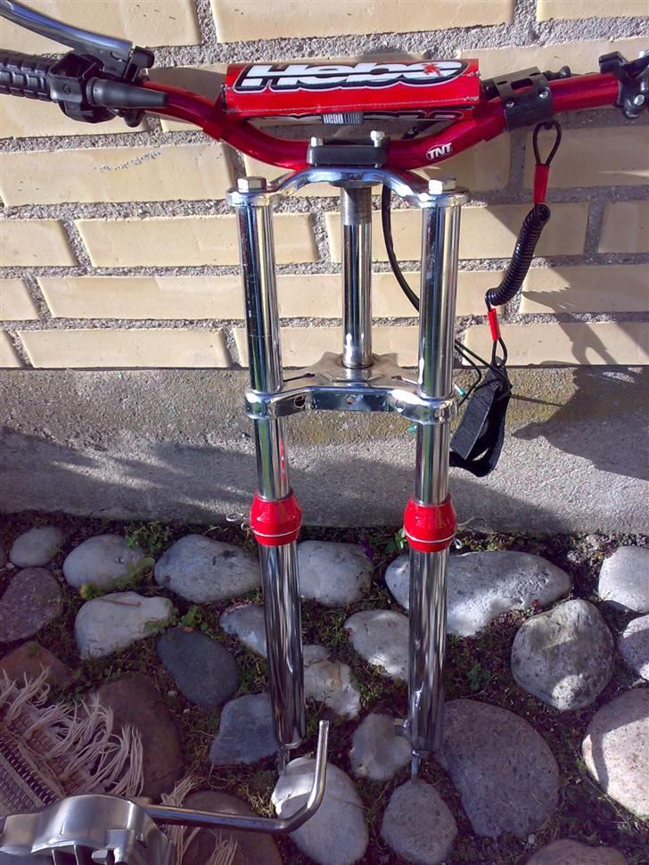 Puch Maxi K Athena 70cc(SOLGT) - chrome og rød ebr forgaffel med styr O.S.V billede 2