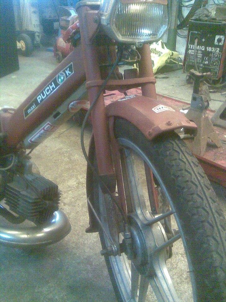 Puch maxi E50 rat style - sænket 40mm.den er helt i bund nu. billede 13