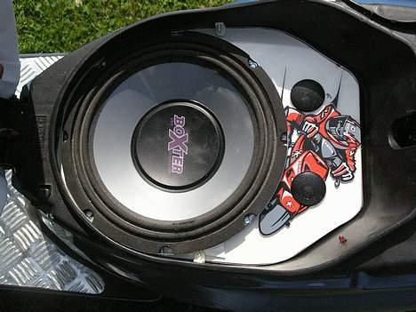 Honda SFX Bebse blå  ( STJÅLET) - Her er bassen samt 2 diskanter. der ligger også plexigalss oven på den hvide stykke træ men det er ikke så nemt at se på billedet billede 8