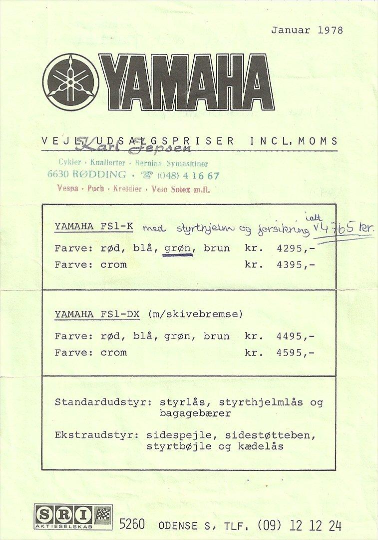 Yamaha fs1 - den orginale kvitering billede 8