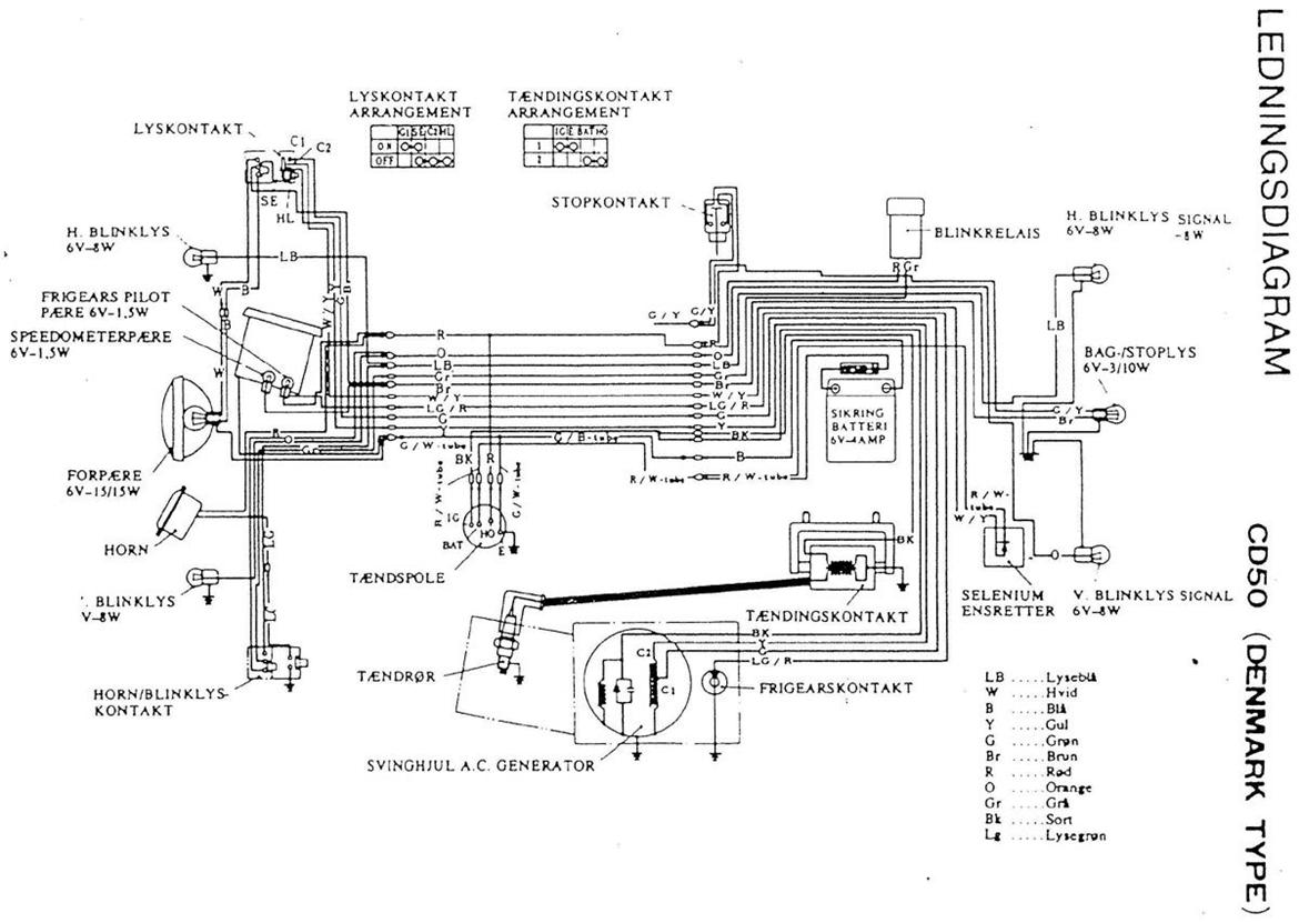 Honda CD 50 F - Lednings diagram billede 12