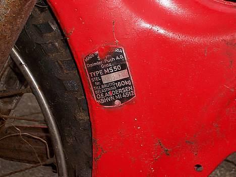 Puch Ms 50 *BYTTET* - Stelnummerplade 7/5-06 billede 10