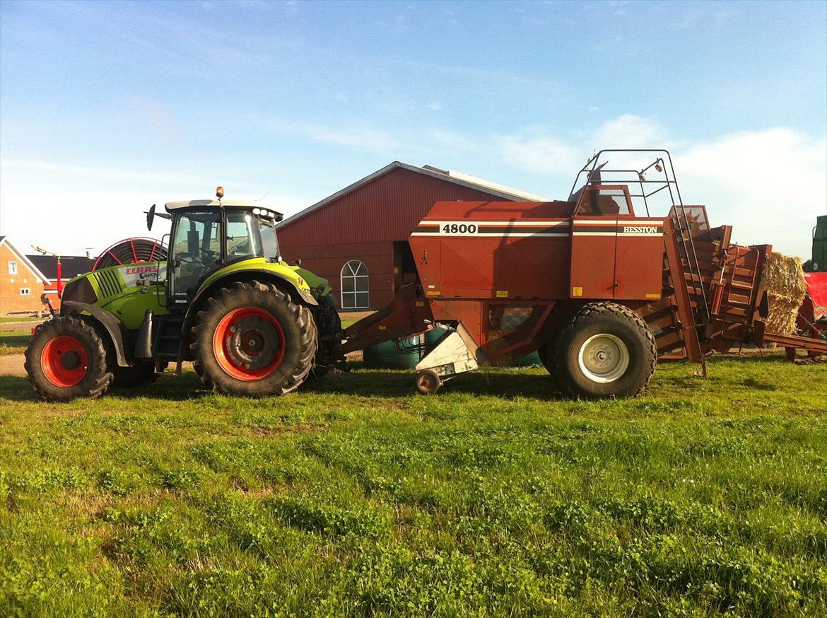Arbejdet på Østerbygård. - Claas axion 810 med lånt hesston 4800 presser  billede 34
