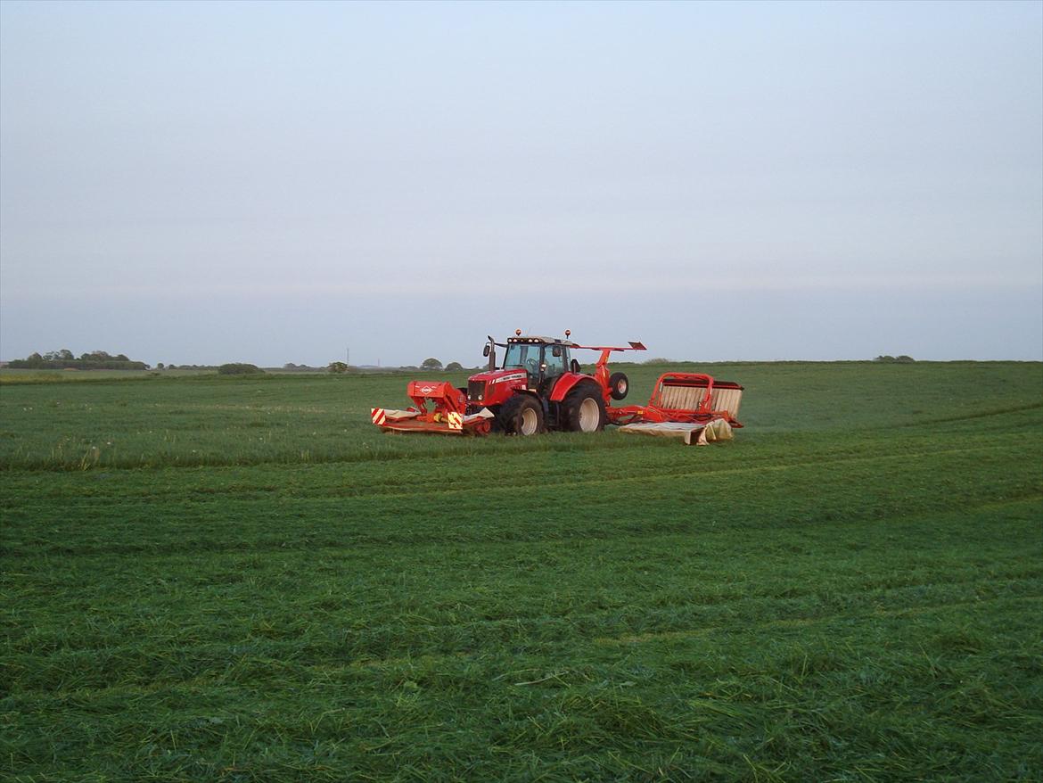 Massey Ferguson 7495 Dyna VT - Første slæt 2011. Her ses MF'en med ny indkøbt KUHN skårlægger. Sættet er købt brugt!. Juni 2011 billede 8