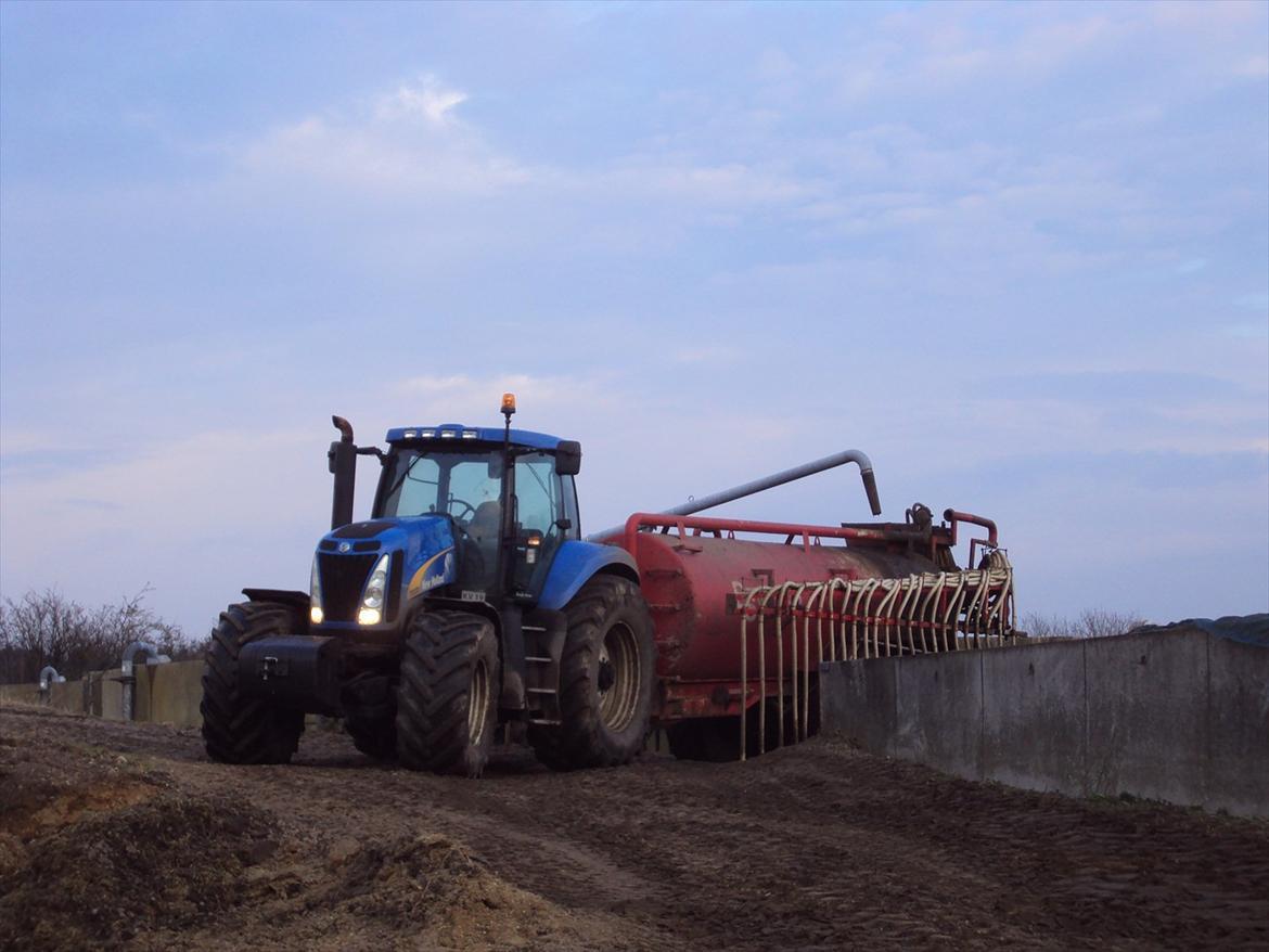 New Holland T8020 - lille gylle vogn ved det godt  billede 9