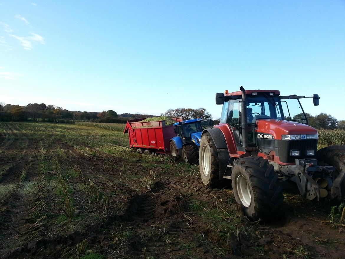 New Holland G240 - Prøver at trække Tvt´eren op, opgav dog. Hvorefter rendegraveren kom til undsætning.  billede 1