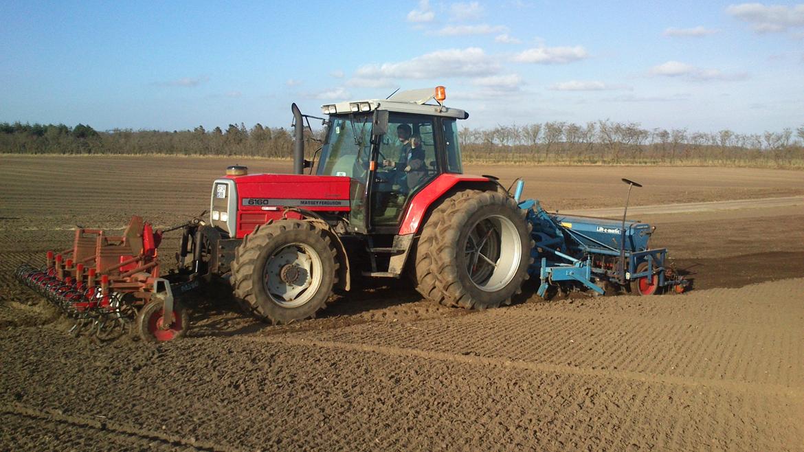 Massey Ferguson 6160 - sidste år hvor at det var massey der stod for såningen, nu det en ford 7710 der køre med såmaskinen billede 14